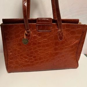 NWT Furla Womens Brown Genuine Leather Italy Classic Drawstring Bucket Bag Large